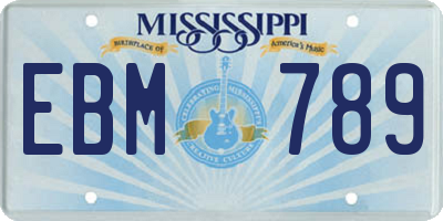 MS license plate EBM789