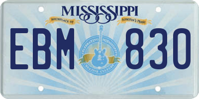 MS license plate EBM830