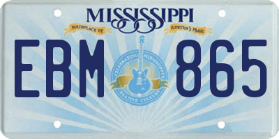 MS license plate EBM865