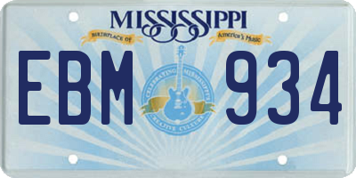 MS license plate EBM934
