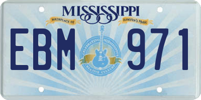 MS license plate EBM971