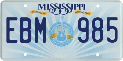 MS license plate EBM985