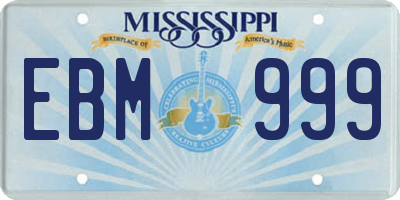 MS license plate EBM999