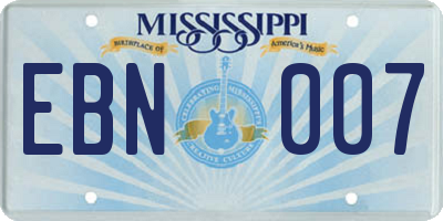 MS license plate EBN007