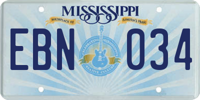 MS license plate EBN034