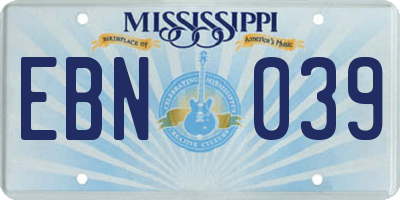 MS license plate EBN039