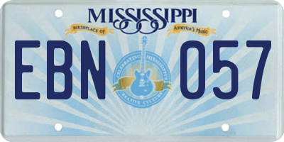 MS license plate EBN057
