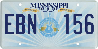 MS license plate EBN156