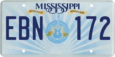 MS license plate EBN172