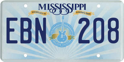 MS license plate EBN208
