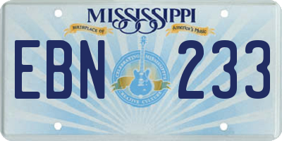 MS license plate EBN233