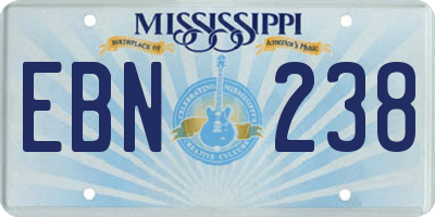 MS license plate EBN238