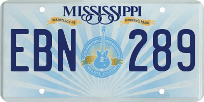 MS license plate EBN289