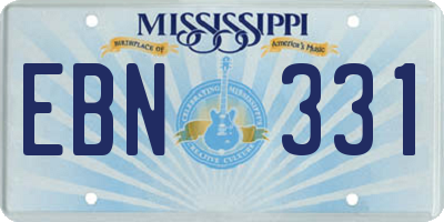 MS license plate EBN331
