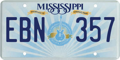 MS license plate EBN357