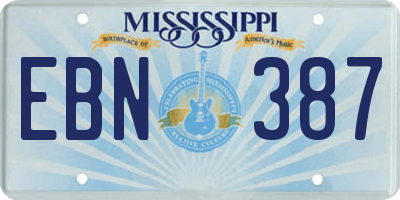 MS license plate EBN387