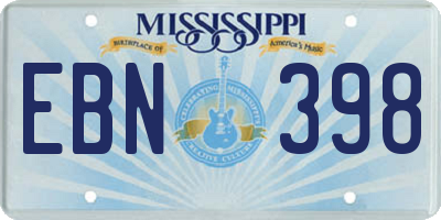 MS license plate EBN398