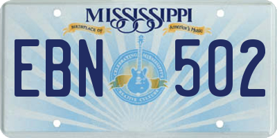 MS license plate EBN502