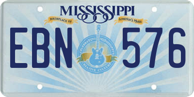MS license plate EBN576