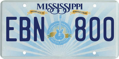 MS license plate EBN800