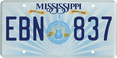 MS license plate EBN837