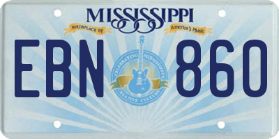 MS license plate EBN860