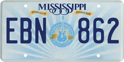 MS license plate EBN862