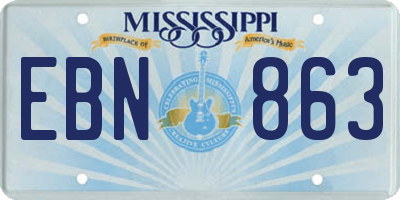 MS license plate EBN863