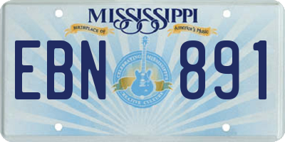 MS license plate EBN891
