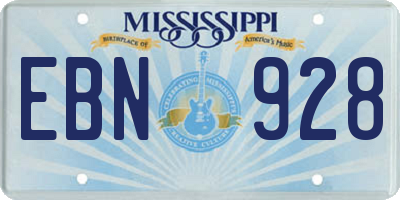 MS license plate EBN928