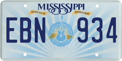 MS license plate EBN934