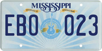 MS license plate EBO023