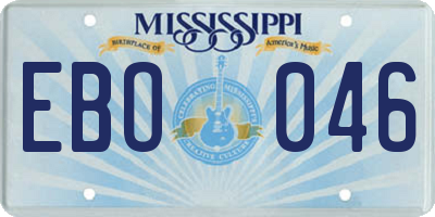 MS license plate EBO046