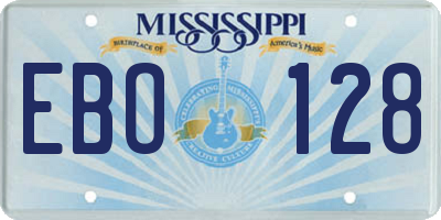 MS license plate EBO128