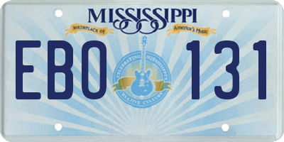 MS license plate EBO131