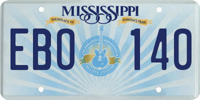 MS license plate EBO140