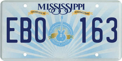 MS license plate EBO163