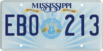MS license plate EBO213