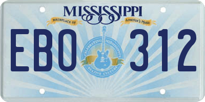 MS license plate EBO312