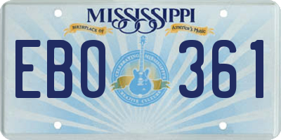 MS license plate EBO361