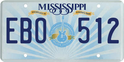 MS license plate EBO512