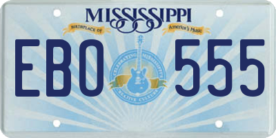 MS license plate EBO555