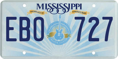 MS license plate EBO727