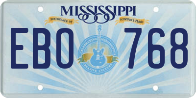 MS license plate EBO768