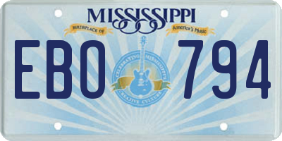 MS license plate EBO794
