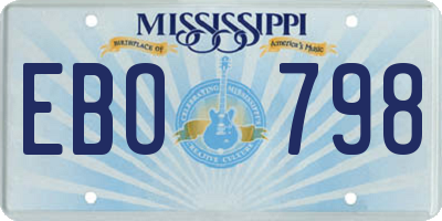 MS license plate EBO798