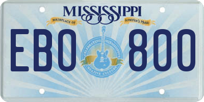 MS license plate EBO800