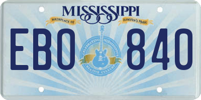MS license plate EBO840