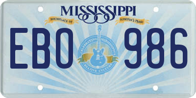 MS license plate EBO986