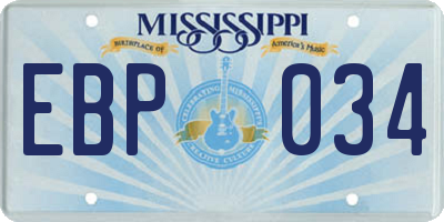 MS license plate EBP034